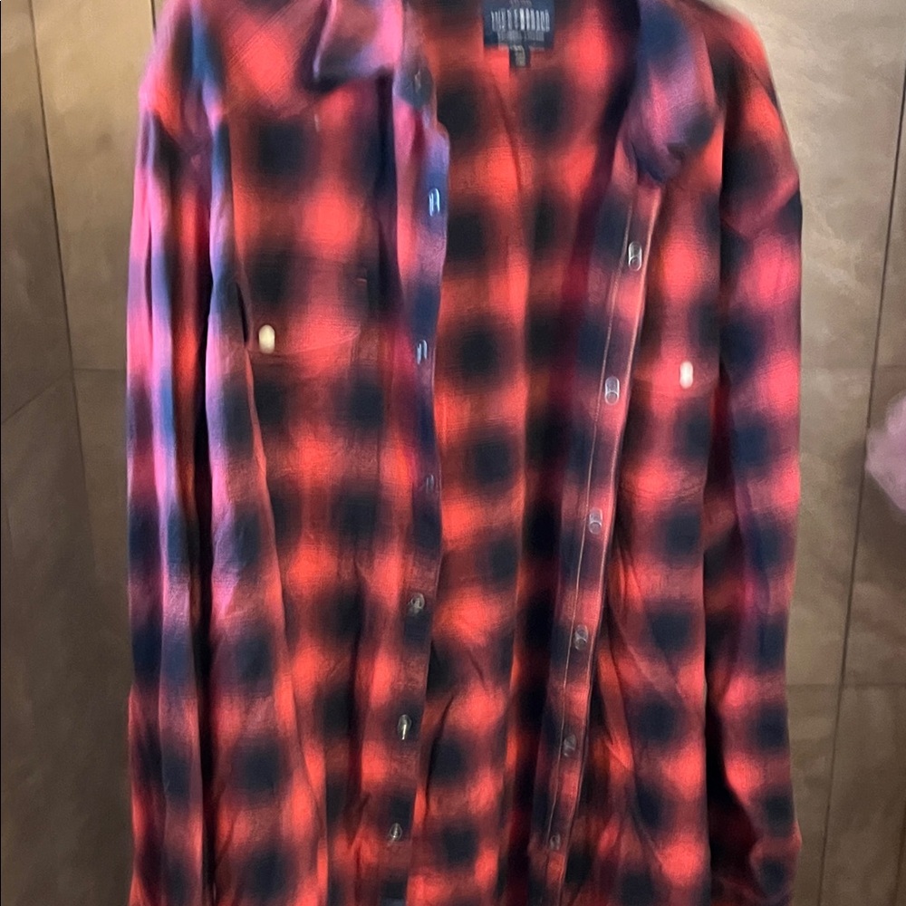Lucky Brand Red and Black Plaid Shirt